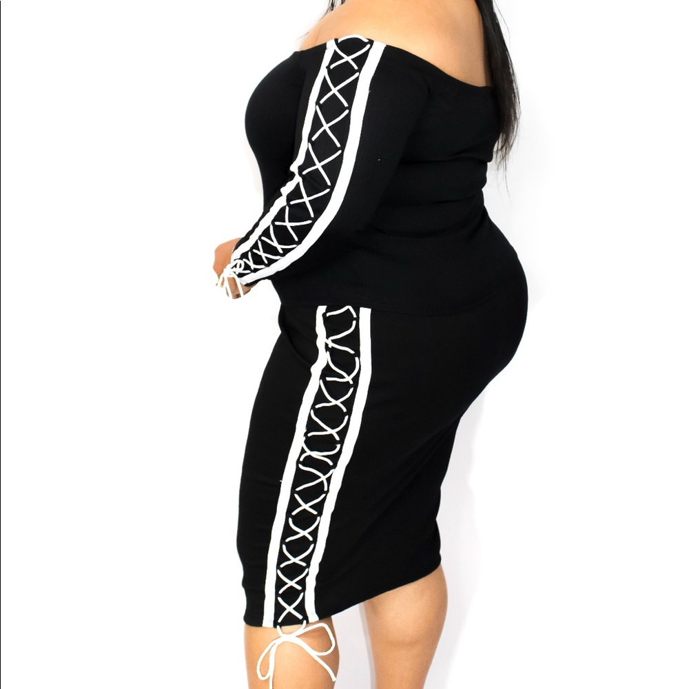 Black and white skirt set